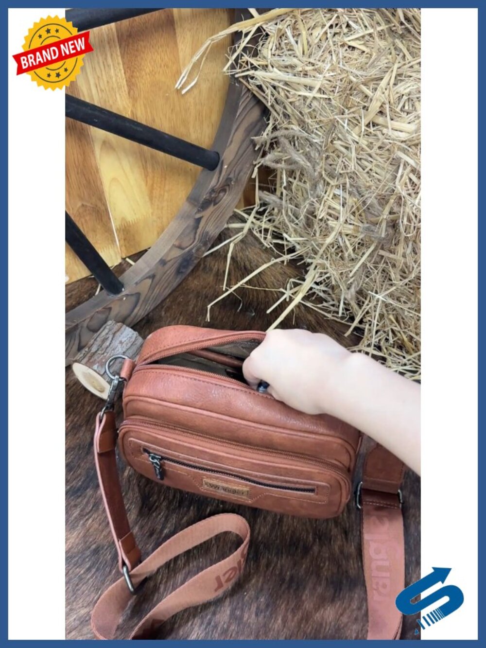 Vegan Leather Crossbody Bag Multi Pocket Wallet Purse with Adjustable Strap - Picture 6 of 6